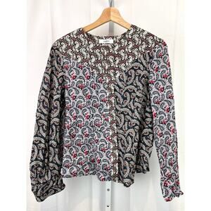 ISABEL MARANT ETOILE  38 M Loris Mixed Print Cotton Blouse Top Floral Paisley